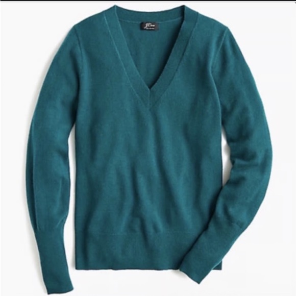 J.Crew 100% Cashmere V-Neck Sweater Teal | Size M - Picture 1 of 7